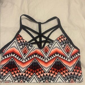 PINK Victoria's Secret Tribal/White Strappy Sports Bra. Reversible. NWOT